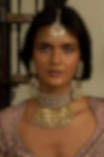 Gold Finish Kundan Polki Choker Necklace by Preeti Mohan at Pernia's Pop Up Shop