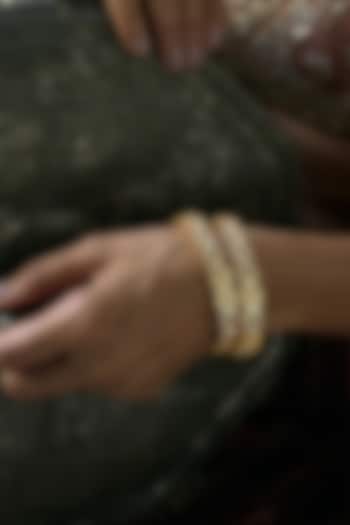 Gold Finish Moissanite Polki Bangles (Set Of 2) by Preeti Mohan at Pernia's Pop Up Shop