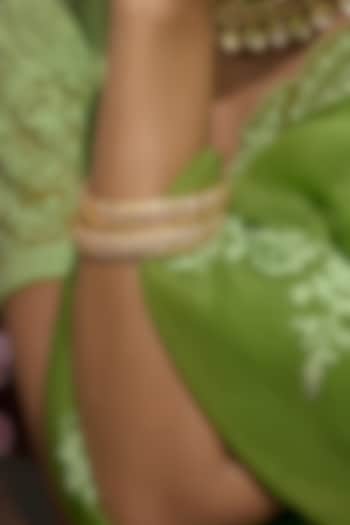 Gold Finish Moissanite Polki Bangles (Set Of 2) by Preeti Mohan at Pernia's Pop Up Shop