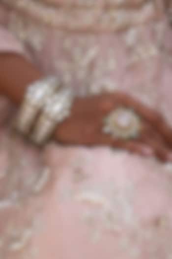 Gold Finish Kundan Polki Bangles (Set Of 2) by Preeti Mohan at Pernia's Pop Up Shop