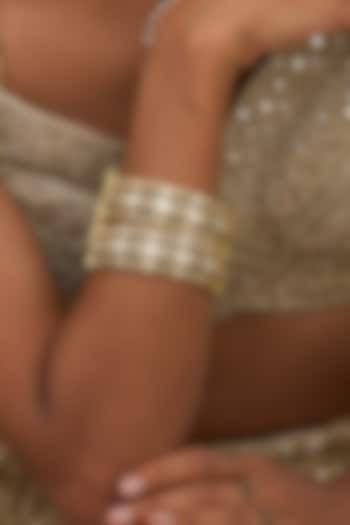 Gold Finish Kundan Polki Bangles (Set Of 2) by Preeti Mohan at Pernia's Pop Up Shop