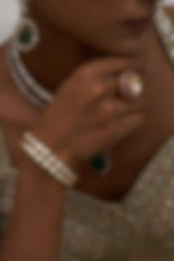 Gold Finish Moissanite Polki Bangles (Set Of 2) by Preeti Mohan at Pernia's Pop Up Shop