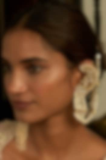 Gold Finish Kundan Polki Statement Earrings by Preeti Mohan at Pernia's Pop Up Shop
