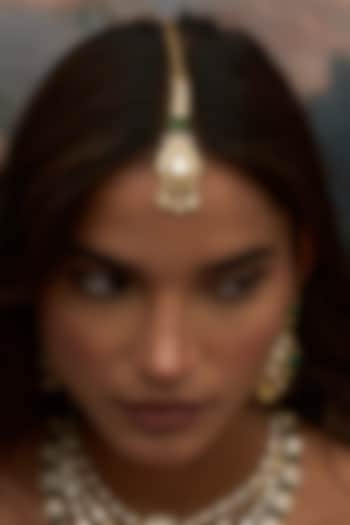 Gold Finish Kundan Polki Maangtikka by Preeti Mohan at Pernia's Pop Up Shop