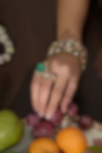 Gold Finish Kundan Polki Ring by Preeti Mohan at Pernia's Pop Up Shop