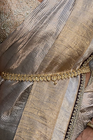 Gold Finish Ruby & Green Onyx Waist Belt by Preeti Mohan