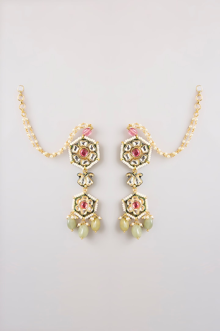 Gold Finish Multi-Colored Stone Choker Necklace Set by Preeti Mohan at Pernia's Pop Up Shop