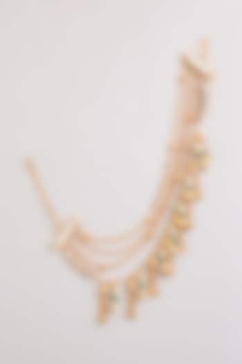 Gold Finish Mixed Metal Earchains by Preeti Mohan at Pernia's Pop Up Shop