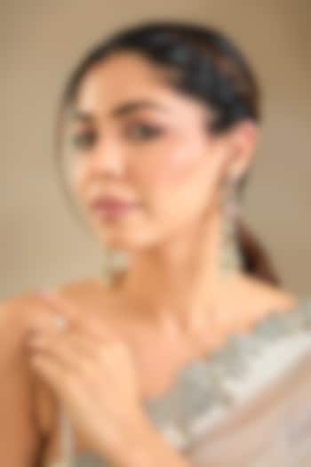 Gold Finish Kundan Polki & Green Stone Dangler Earrings by Preeti Mohan at Pernia's Pop Up Shop