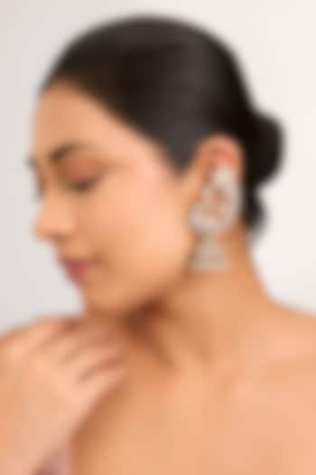 Gold Finish Kundan Polki & Seed Pearl Jhumka Earcuffs by Preeti Mohan at Pernia's Pop Up Shop