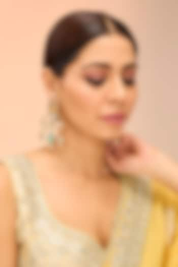 Gold Finish Kundan Polki & Pearl Drop Dangler Earrings by Preeti Mohan at Pernia's Pop Up Shop