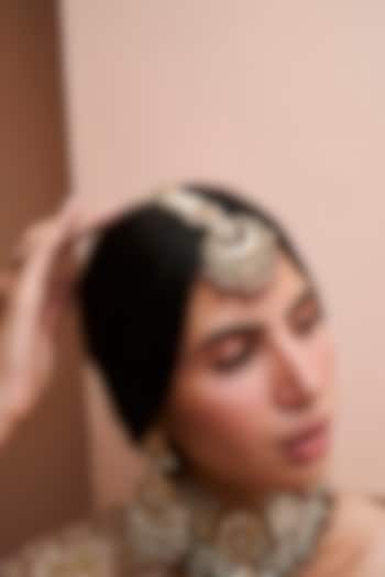 Gold Plated Green Onyx & Ruby Stone Maangtikka by Preeti Mohan at Pernia's Pop Up Shop