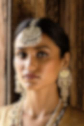 Gold Plated Green Onyx & Pearl Maangtikka by Preeti Mohan at Pernia's Pop Up Shop