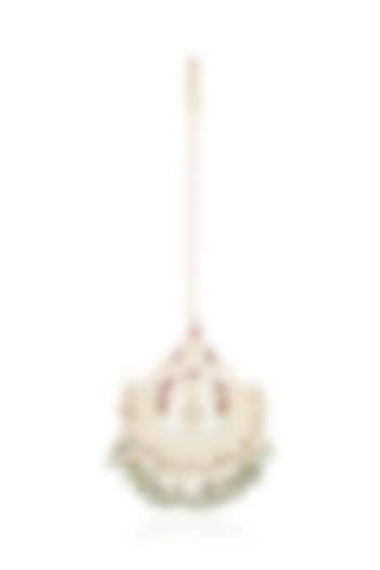 Gold Plated Green Onyx & Pearl Maangtikka by Preeti Mohan at Pernia's Pop Up Shop