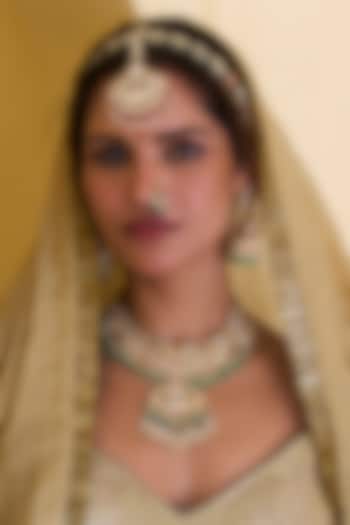 Gold Plated Pink Tourmaline Maangtikka by Preeti Mohan at Pernia's Pop Up Shop