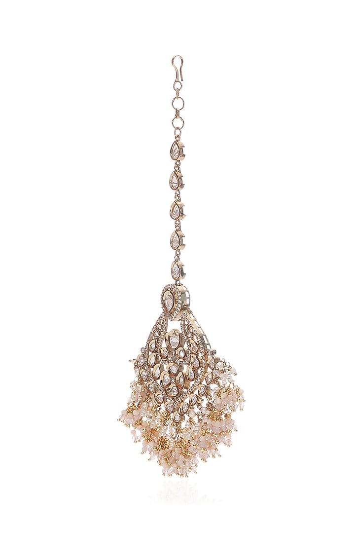 Gold Plated Pearl Maangtikka by Preeti Mohan at Pernia's Pop Up Shop