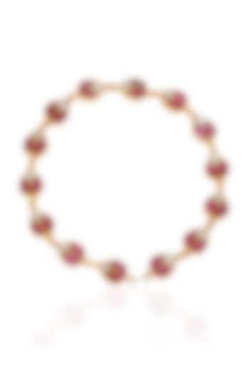 Gold Plated Red Stone Sheesh Patti by Preeti Mohan at Pernia's Pop Up Shop