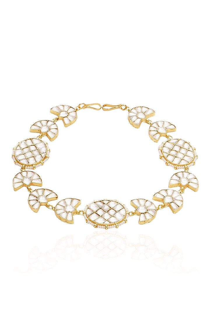 Gold Plated White Stone Sheesh Patti by Preeti Mohan at Pernia's Pop Up Shop