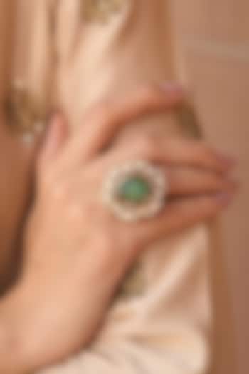 Gold Plated Green Stone Ring by Preeti Mohan at Pernia's Pop Up Shop