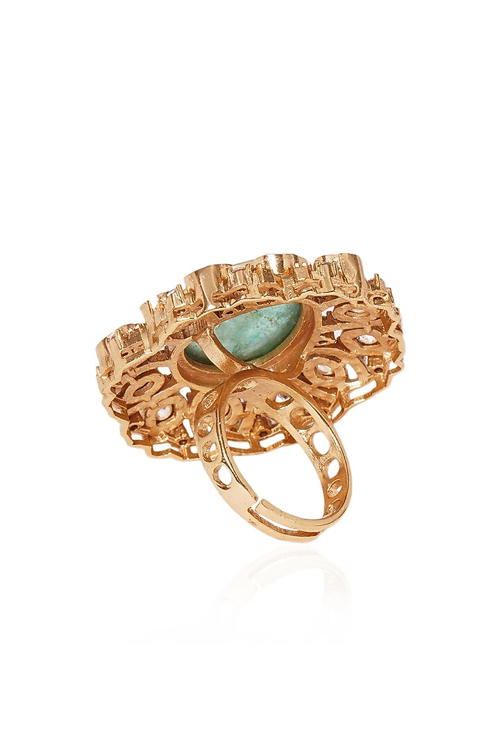 Gold Plated Green Stone Ring by Preeti Mohan at Pernia's Pop Up Shop