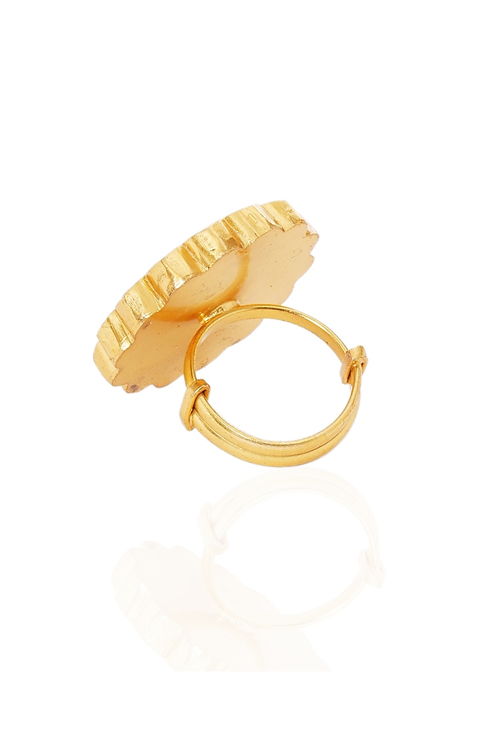 Gold Plated Green Stone Ring by Preeti Mohan at Pernia's Pop Up Shop