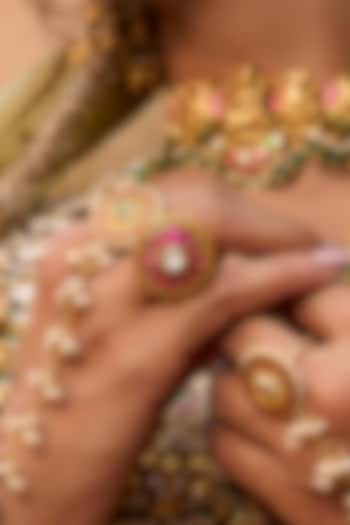 Gold Plated Red Stone Ring by Preeti Mohan at Pernia's Pop Up Shop