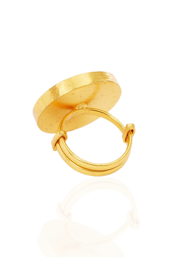 Gold Plated Red Stone Ring by Preeti Mohan at Pernia's Pop Up Shop