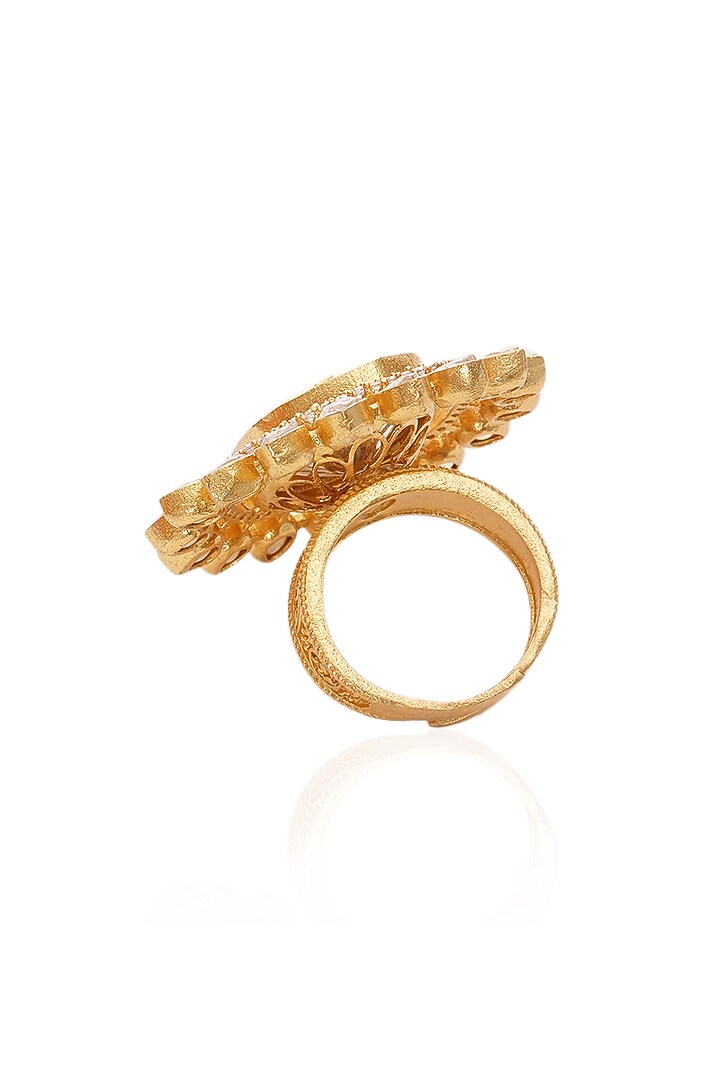 Gold Plated White Stone Ring by Preeti Mohan at Pernia's Pop Up Shop