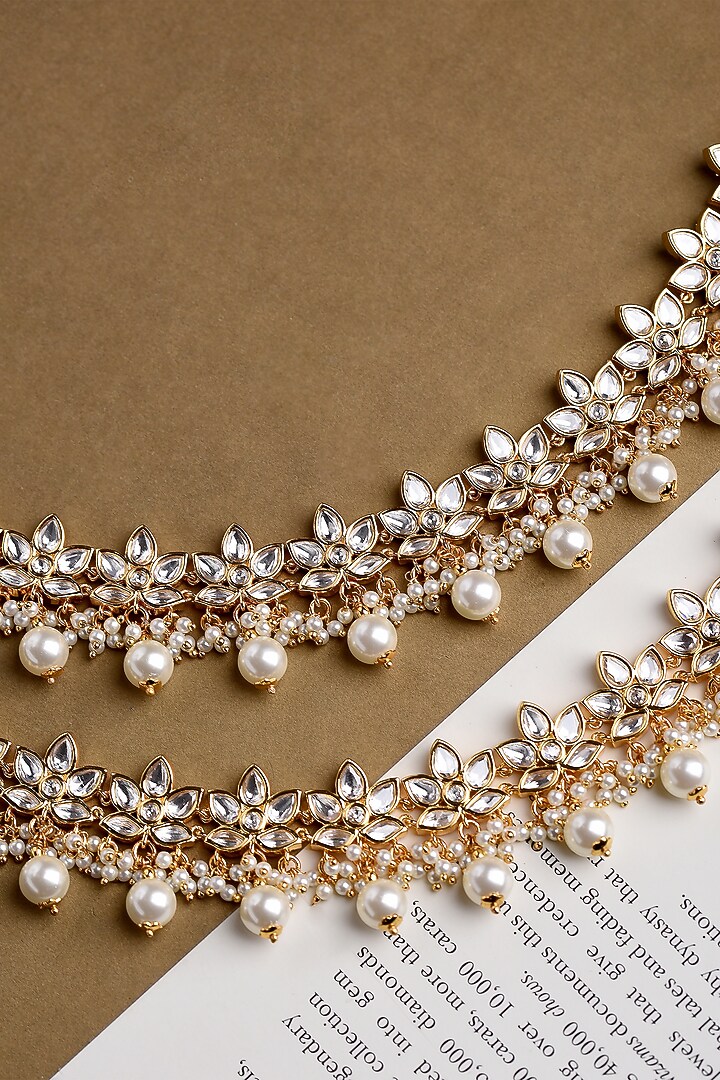 Gold Plated Brass Anklets (Set Of 2) by Preeti Mohan at Pernia's Pop Up Shop