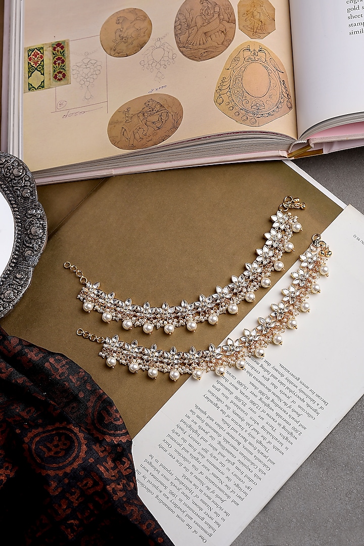 Gold Plated Brass Anklets (Set Of 2) by Preeti Mohan at Pernia's Pop Up Shop