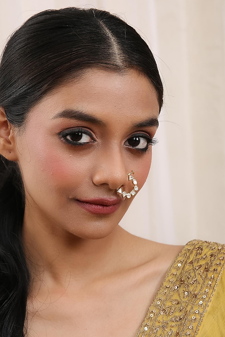 Gold Plated White Stone Nose Ring by Preeti Mohan at Pernia's Pop Up Shop
