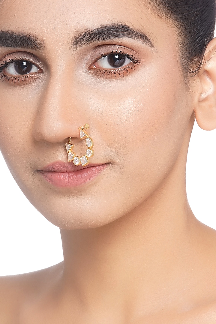 Gold Plated Brass Nose Ring by Preeti Mohan at Pernia's Pop Up Shop