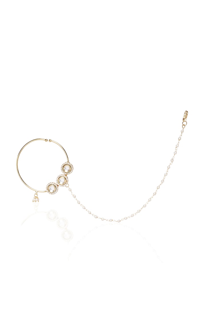Gold Plated White Stone Nose Ring by Preeti Mohan at Pernia's Pop Up Shop