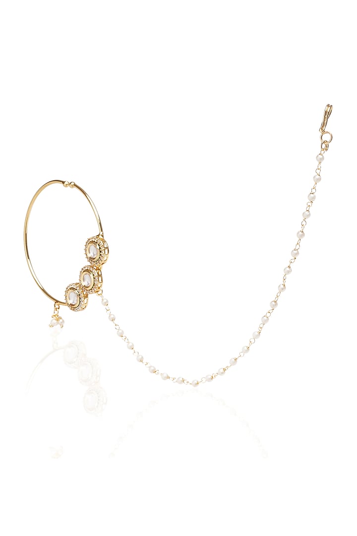 Gold Plated White Stone Nose Ring by Preeti Mohan at Pernia's Pop Up Shop