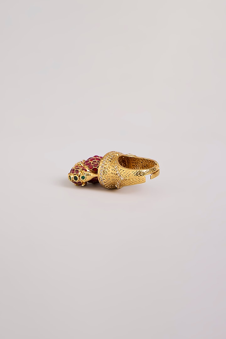 Gold Finish Mixed Metal Adjustable Statement Ring by Preeti Mohan at Pernia's Pop Up Shop