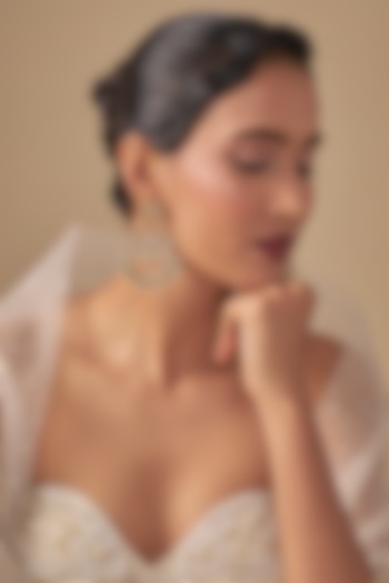 Gold Finish Green Stone & Kundan Polki Chandbali Earrings by Preeti Mohan at Pernia's Pop Up Shop