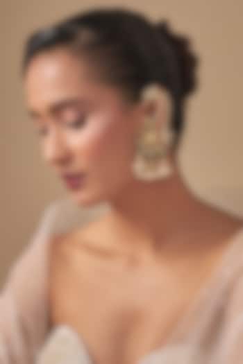 Gold Finish Kundan Polki & Green Stone Earcuffs by Preeti Mohan at Pernia's Pop Up Shop