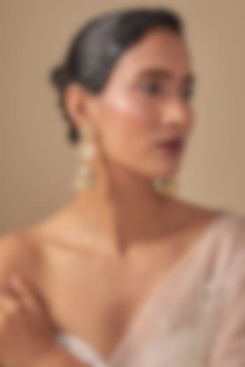 Gold Finish Kundan Polki Jhumka Earchains by Preeti Mohan at Pernia's Pop Up Shop
