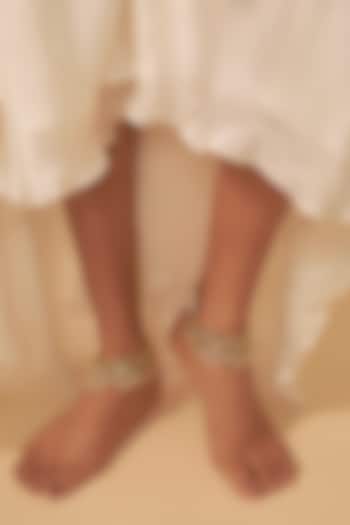 Gold Finish Kundan Polki Anklets (Sets Of 2) by Preeti Mohan at Pernia's Pop Up Shop