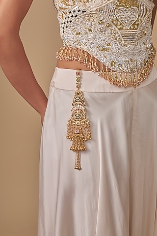 Gold Finish Kundan Polki Satka by Preeti Mohan