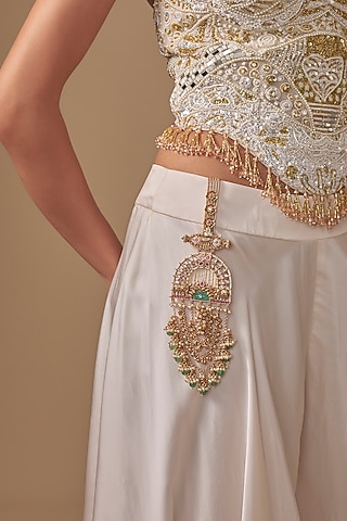 Gold Finish Kundan Polki & Seed Pearl Satka by Preeti Mohan