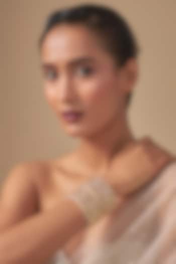 Gold Finish Kundan Polki Bangles (Set Of 2) by Preeti Mohan at Pernia's Pop Up Shop