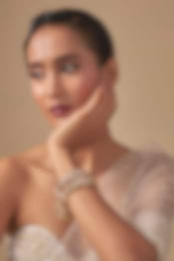 Gold Finish Kundan Polki Bangles (Set Of 2) by Preeti Mohan at Pernia's Pop Up Shop