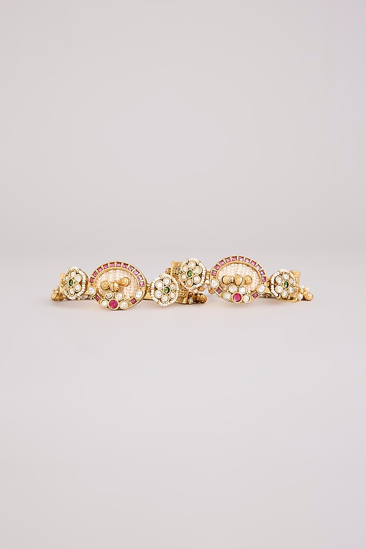 Gold Finish Kundan Polki Bangles (Set Of 2) by Preeti Mohan at Pernia's Pop Up Shop