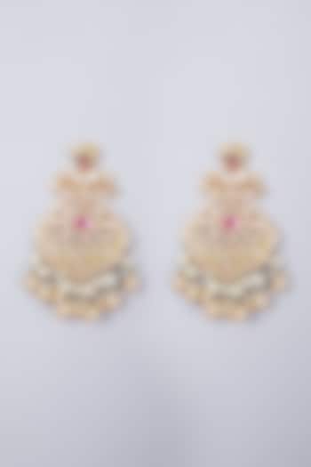 Gold Finish Ruby Earrings by Preeti Mohan at Pernia's Pop Up Shop