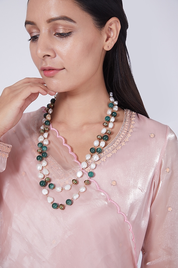 Gold Finish Beaded Ganthan Mala by Preeti Mohan at Pernia's Pop Up Shop