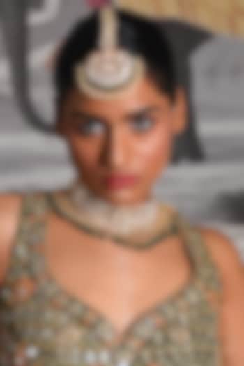 Gold Finish Moissanite Maangtikka by Preeti Mohan at Pernia's Pop Up Shop