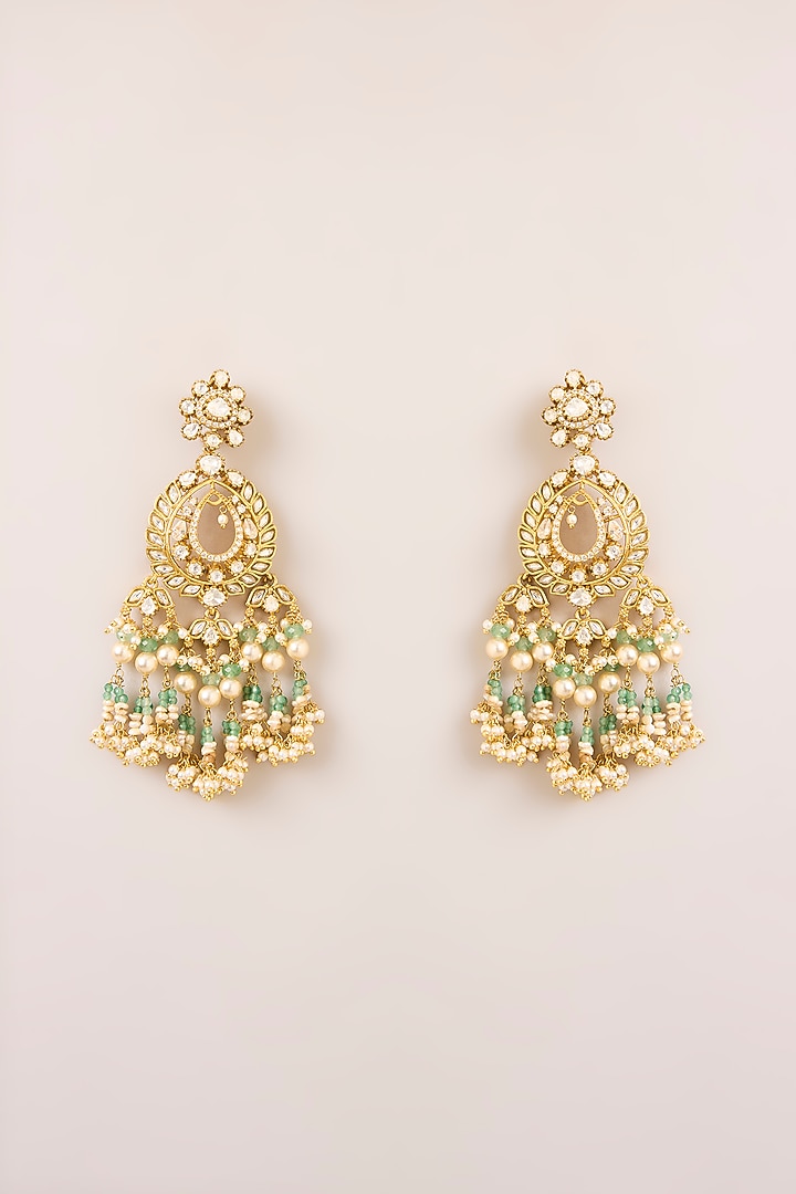 Gold Finish Kundan Polki & Pearl Choker Necklace Set by Preeti Mohan at Pernia's Pop Up Shop