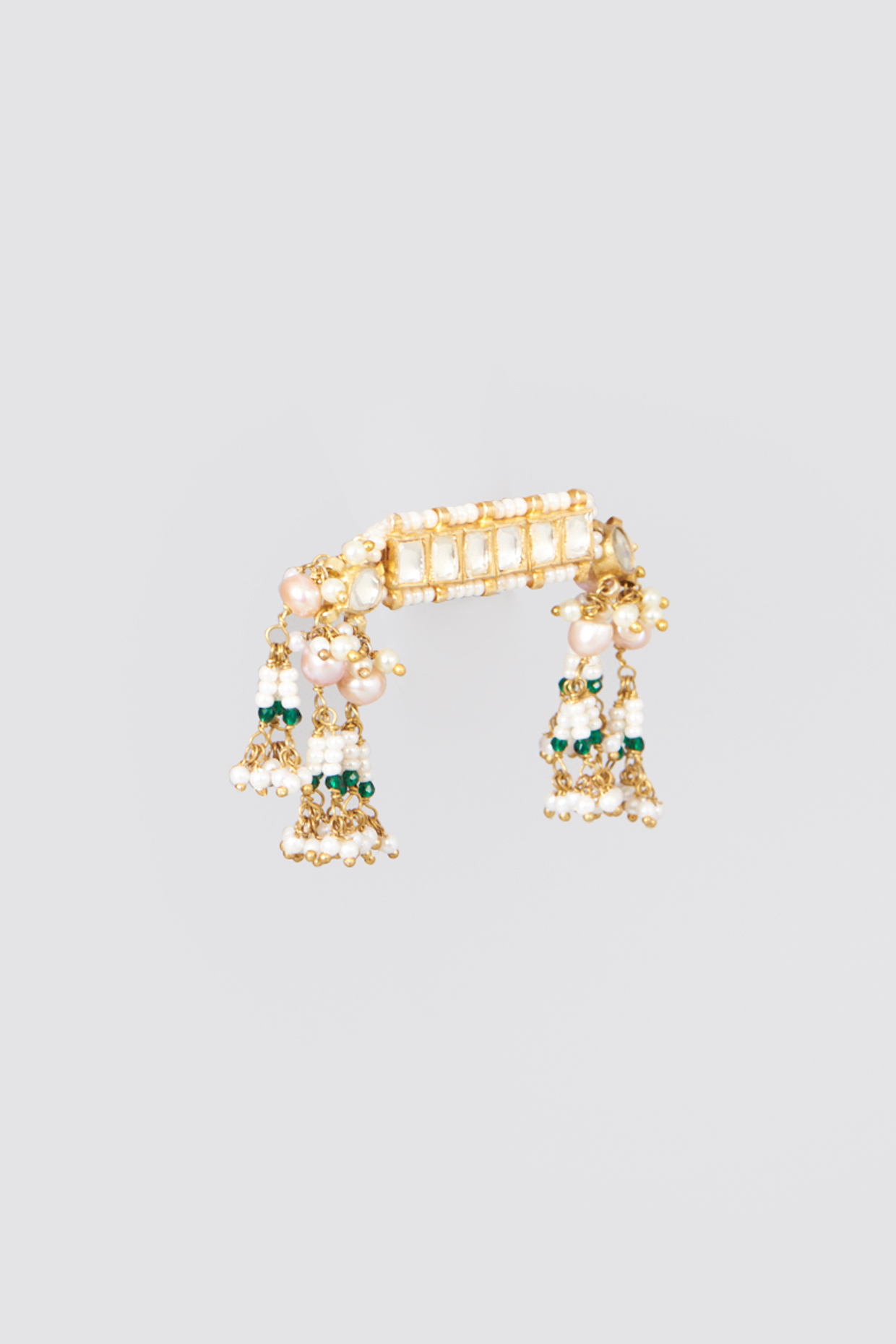 Gold Finish Kundan Polki Ring by Preeti Mohan at Pernia's Pop Up Shop