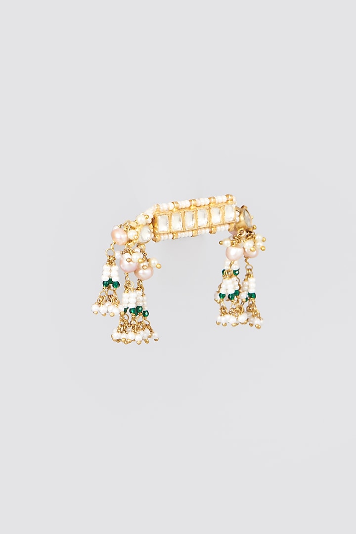 Gold Finish Kundan Polki Ring by Preeti Mohan at Pernia's Pop Up Shop